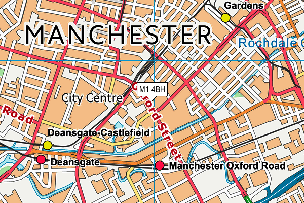 M1 4BH map - OS VectorMap District (Ordnance Survey)