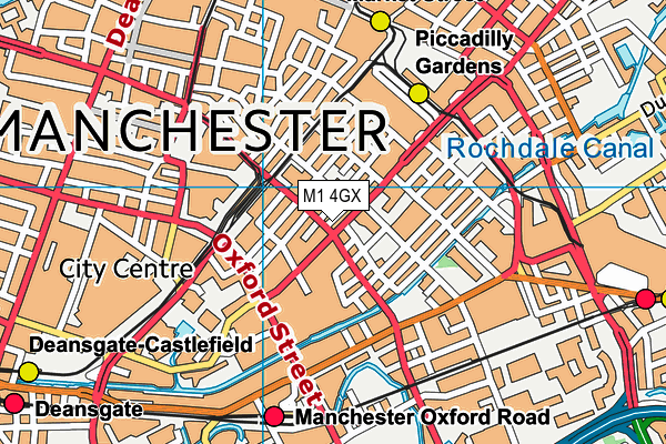 M1 4GX map - OS VectorMap District (Ordnance Survey)