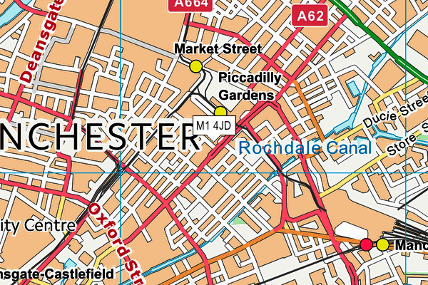 M1 4JD map - OS VectorMap District (Ordnance Survey)