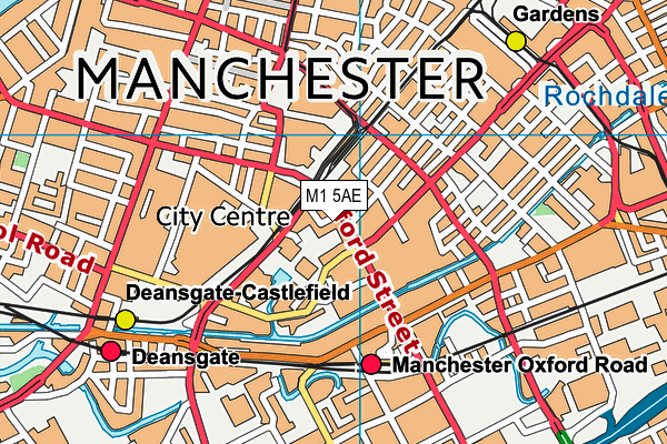 M1 5AE map - OS VectorMap District (Ordnance Survey)