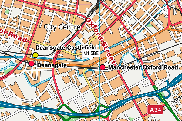 M1 5BE map - OS VectorMap District (Ordnance Survey)