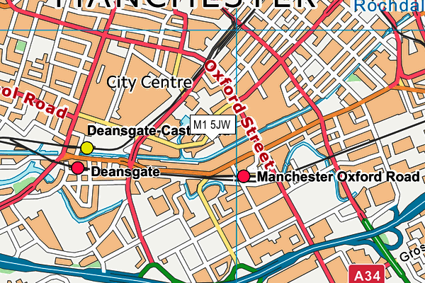 M1 5JW map - OS VectorMap District (Ordnance Survey)