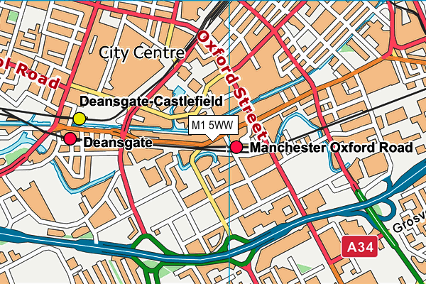 M1 5WW map - OS VectorMap District (Ordnance Survey)