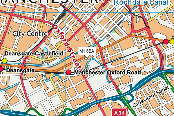 M1 6BA map - OS VectorMap District (Ordnance Survey)