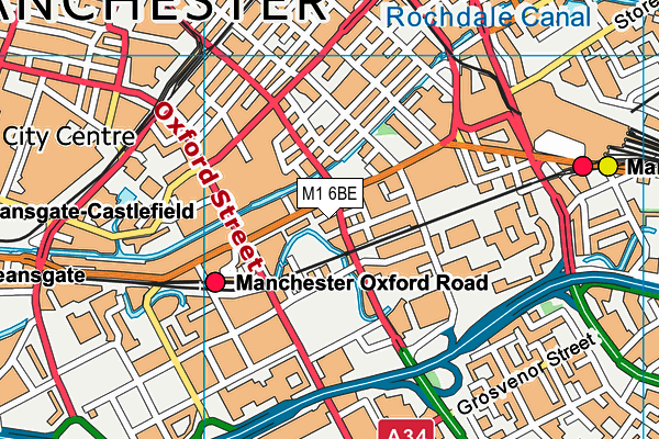 M1 6BE map - OS VectorMap District (Ordnance Survey)