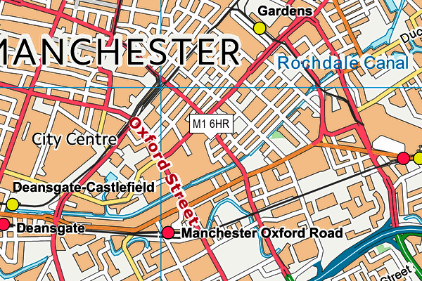 M1 6HR map - OS VectorMap District (Ordnance Survey)