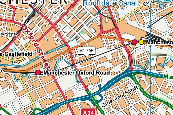 M1 7AE map - OS VectorMap District (Ordnance Survey)