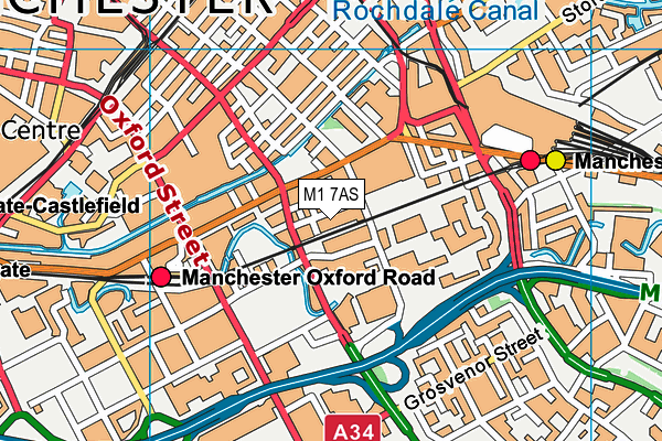 M1 7AS map - OS VectorMap District (Ordnance Survey)