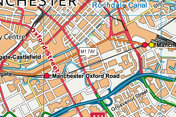 M1 7AY map - OS VectorMap District (Ordnance Survey)