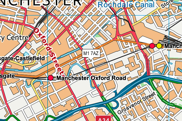 M1 7AZ map - OS VectorMap District (Ordnance Survey)