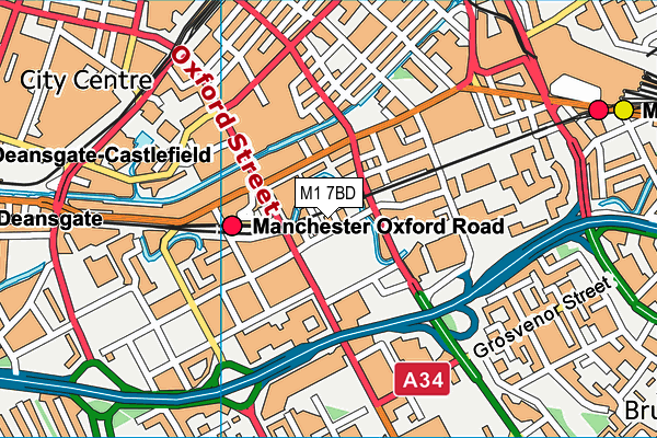 M1 7BD map - OS VectorMap District (Ordnance Survey)