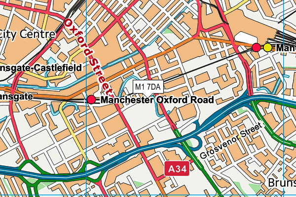 M1 7DA map - OS VectorMap District (Ordnance Survey)