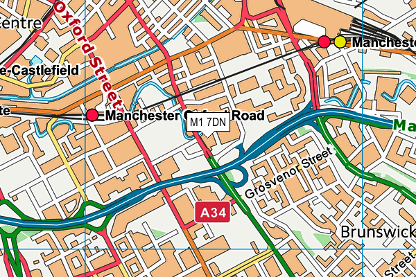 M1 7DN map - OS VectorMap District (Ordnance Survey)