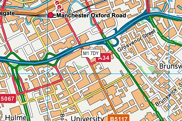 M1 7DY map - OS VectorMap District (Ordnance Survey)