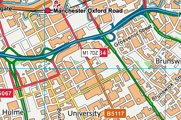 M1 7DZ map - OS VectorMap District (Ordnance Survey)