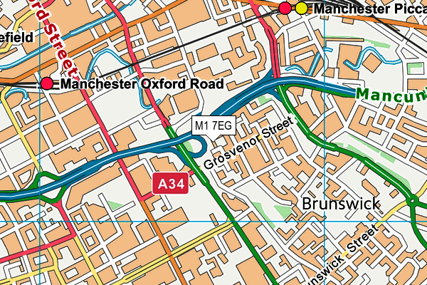 M1 7EG map - OS VectorMap District (Ordnance Survey)