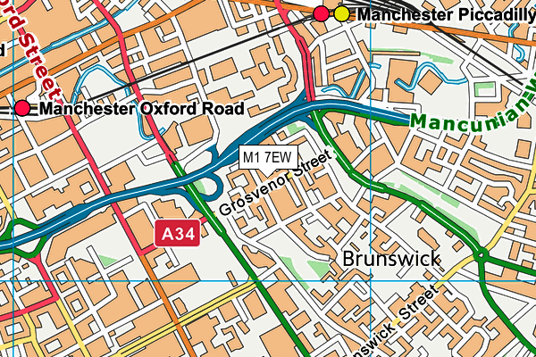 M1 7EW map - OS VectorMap District (Ordnance Survey)