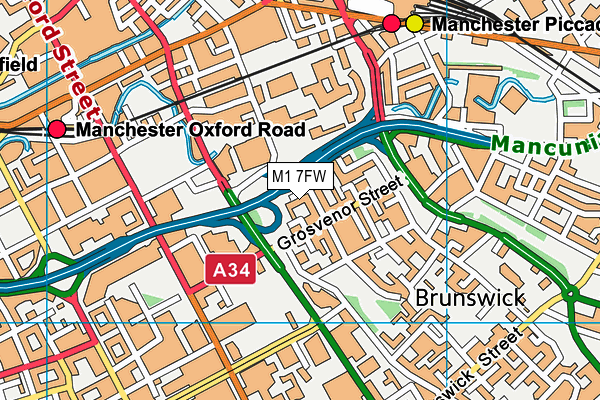 M1 7FW map - OS VectorMap District (Ordnance Survey)