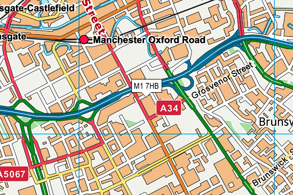 M1 7HB map - OS VectorMap District (Ordnance Survey)