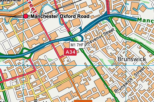 M1 7HF map - OS VectorMap District (Ordnance Survey)