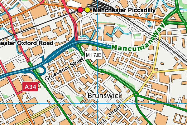 M1 7JE map - OS VectorMap District (Ordnance Survey)