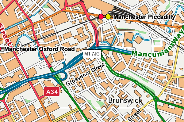 M1 7JG map - OS VectorMap District (Ordnance Survey)