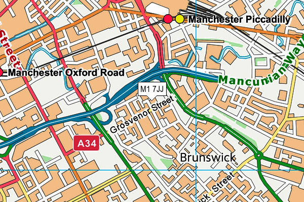 M1 7JJ map - OS VectorMap District (Ordnance Survey)