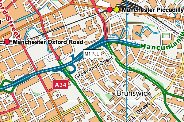 M1 7JL map - OS VectorMap District (Ordnance Survey)