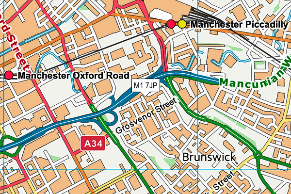 M1 7JP map - OS VectorMap District (Ordnance Survey)