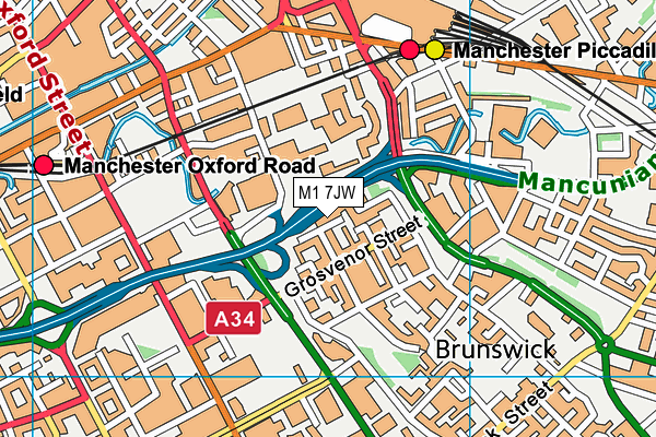 M1 7JW map - OS VectorMap District (Ordnance Survey)