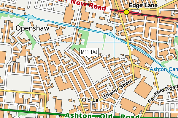 Higher Openshaw Community School map (M11 1AJ) - OS VectorMap District (Ordnance Survey)