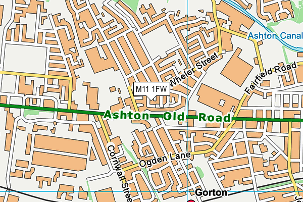 M11 1FW map - OS VectorMap District (Ordnance Survey)