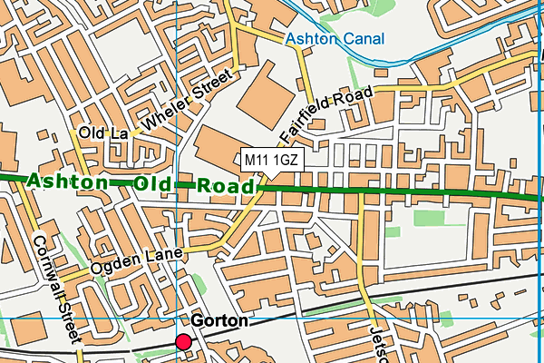 M11 1GZ map - OS VectorMap District (Ordnance Survey)