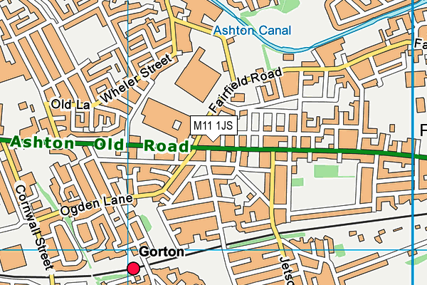 M11 1JS map - OS VectorMap District (Ordnance Survey)