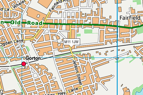 M11 1JW map - OS VectorMap District (Ordnance Survey)