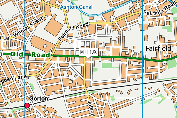 M11 1JX map - OS VectorMap District (Ordnance Survey)