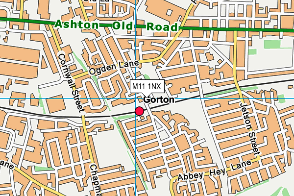 M11 1NX map - OS VectorMap District (Ordnance Survey)