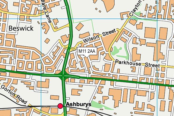 M11 2AA map - OS VectorMap District (Ordnance Survey)