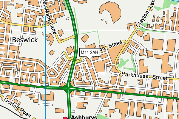 M11 2AH map - OS VectorMap District (Ordnance Survey)