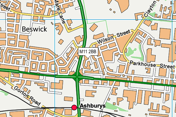 M11 2BB map - OS VectorMap District (Ordnance Survey)