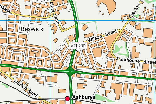 M11 2BD map - OS VectorMap District (Ordnance Survey)