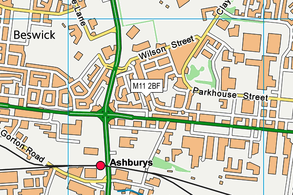 M11 2BF map - OS VectorMap District (Ordnance Survey)