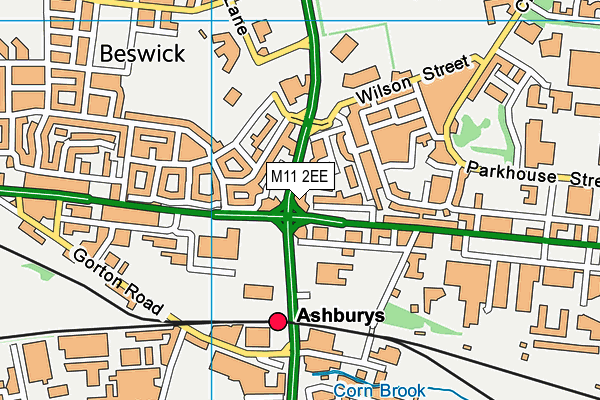 M11 2EE map - OS VectorMap District (Ordnance Survey)