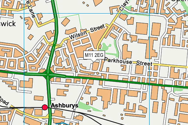 M11 2EG map - OS VectorMap District (Ordnance Survey)