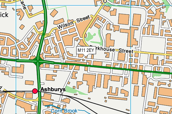 M11 2EY map - OS VectorMap District (Ordnance Survey)