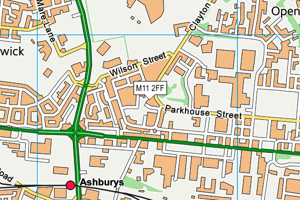 M11 2FF map - OS VectorMap District (Ordnance Survey)