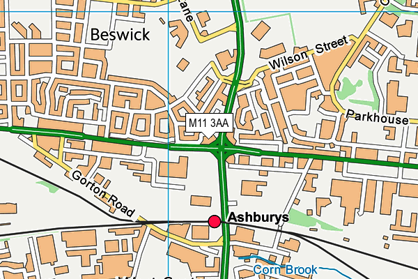 M11 3AA map - OS VectorMap District (Ordnance Survey)