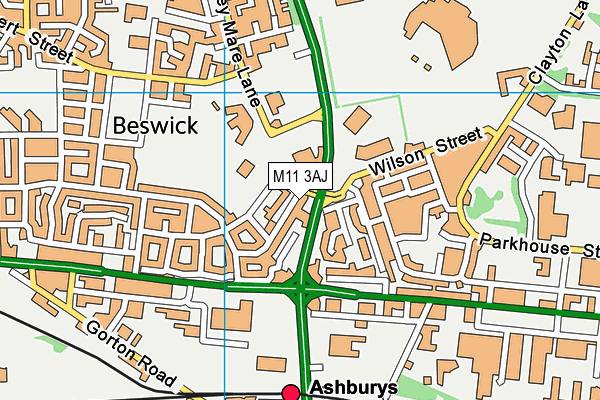 M11 3AJ map - OS VectorMap District (Ordnance Survey)