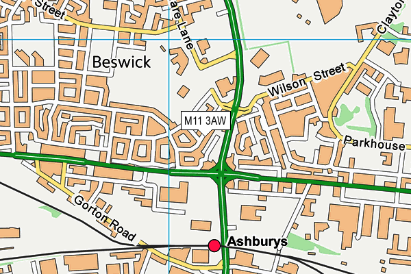 M11 3AW map - OS VectorMap District (Ordnance Survey)