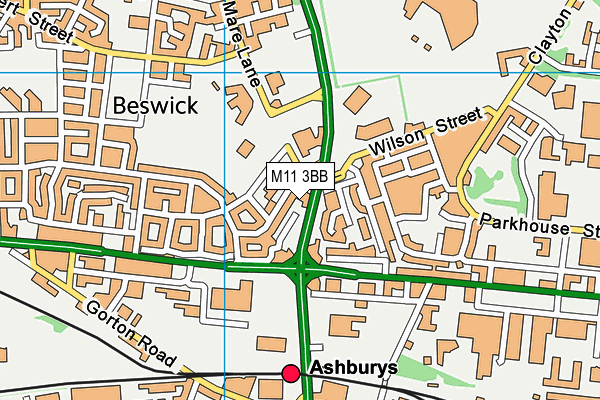 M11 3BB map - OS VectorMap District (Ordnance Survey)